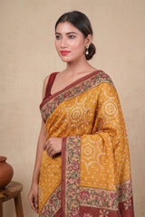 Bandhani kalamkari saree