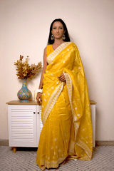 Lucknawi Chikankari Georgette Saree in Radiant Yellow - IMG_0460