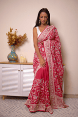 Elegant Lucknawi Chikankari Georgette Saree - IMG_0571