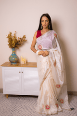 Elegant Lucknawi Chikankari Georgette Saree - IMG_0711