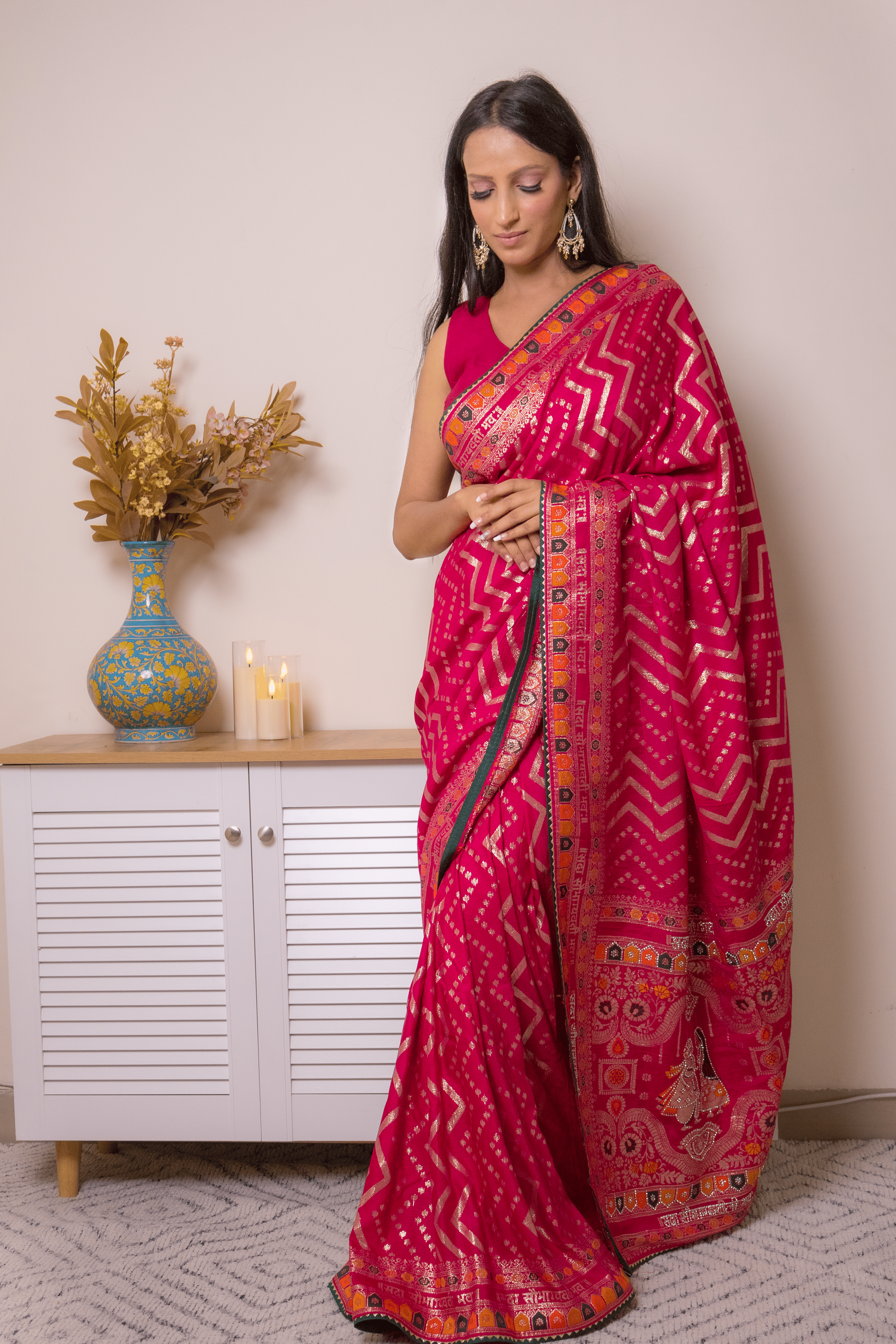 Vibrant Lucknawi Chikankari Georgette Saree - IMG_0839