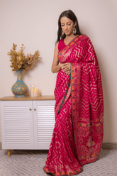 Vibrant Lucknawi Chikankari Georgette Saree - IMG_0839