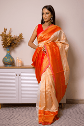 Elegant Orange Georgette Saree with Intricate Weave - IMG_0902