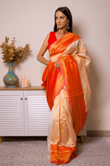 Elegant Orange Georgette Saree with Intricate Weave - IMG_0902