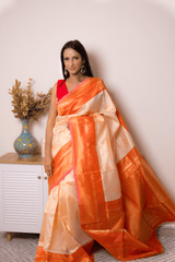 Elegant Orange Georgette Saree with Intricate Weave - IMG_0903