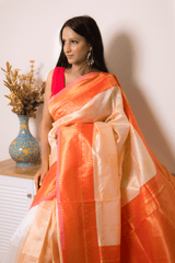 Elegant Orange Georgette Saree with Intricate Weave - IMG_0909