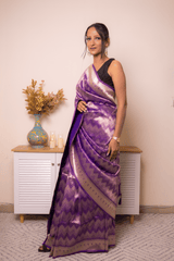 Royal Purple Paithani Silk Saree with Floral Pallu - IMG_1040