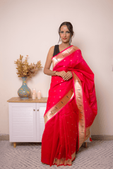Crimson Paithani Pure Silk Saree with Zari Floral Pallu - IMG_1099