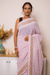 Lilac Lucknawi Chikankari Georgette Saree - IMG_1491