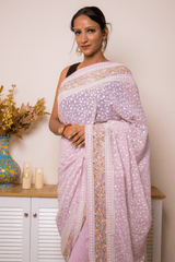 Lilac Lucknawi Chikankari Georgette Saree - IMG_1493