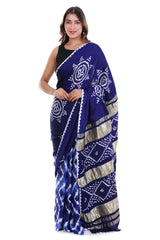 Midnight Indigo Leheriya x Bandhani Saree