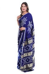Midnight Indigo Leheriya x Bandhani Saree