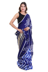 Midnight Indigo Leheriya x Bandhani Saree