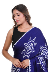 Midnight Indigo Leheriya x Bandhani Saree