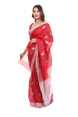 Lotus Jari Butti Pure Silk Chanderi Handloom Saree