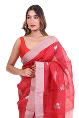 Lotus Jari Butti Pure Silk Chanderi Handloom Saree