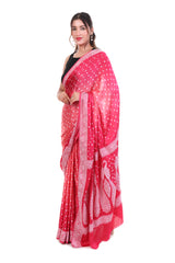 Lucknowi Embroidery x Bandhani Saree