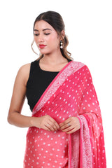Lucknowi Embroidery x Bandhani Saree
