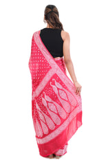 Lucknowi Embroidery x Bandhani Saree