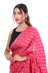 Carnation Pink Shibori X Bandhani Saree