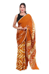 Sunshine Mustard Leheriya x Bandhani Saree