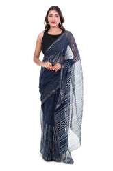 Indigo Dabbu Print Saree