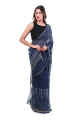 Indigo Dabbu Print Saree