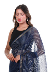 Indigo Dabbu Print Saree