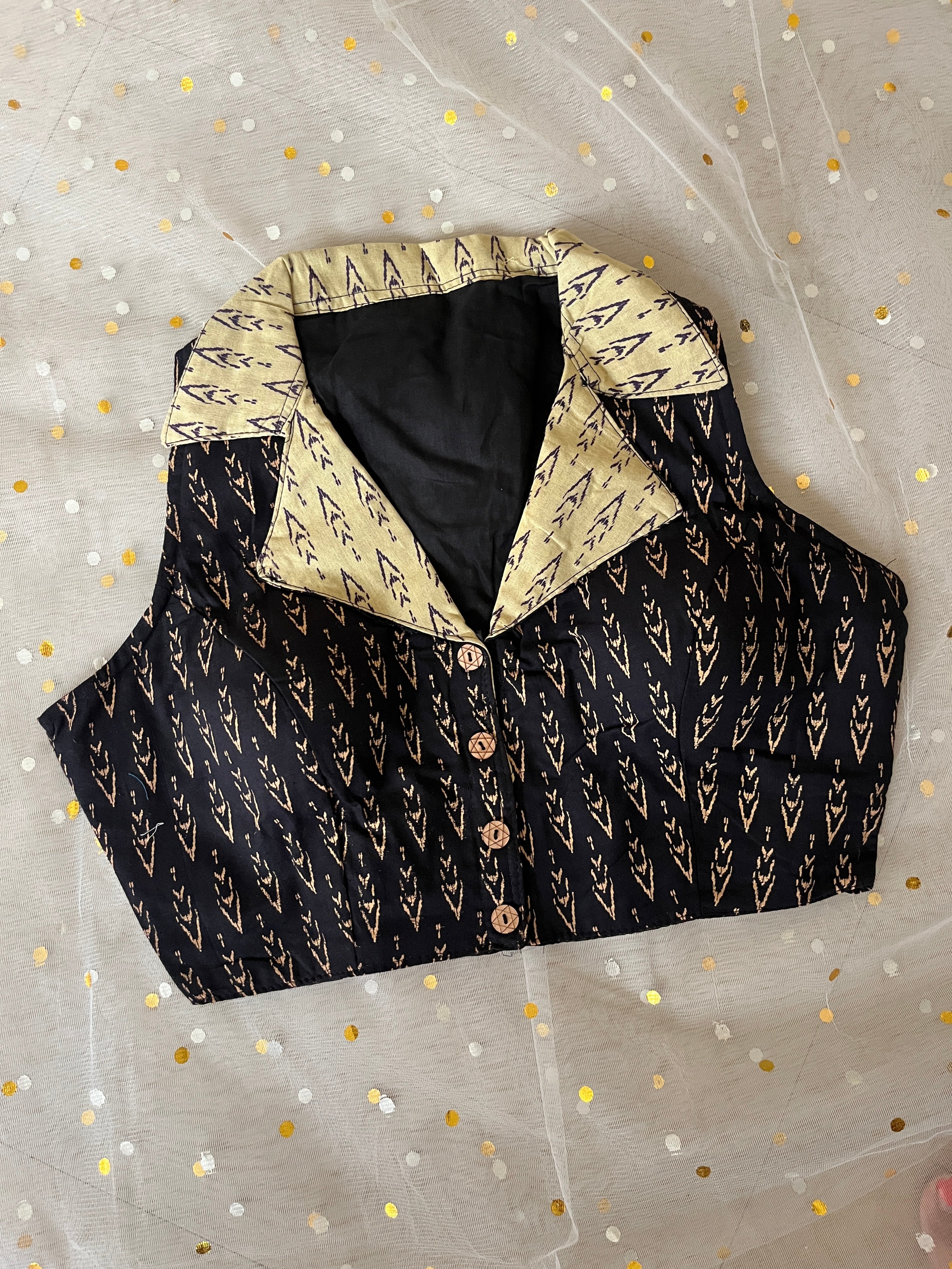 Elegant Black and Gold Blouse for Sarees - IMG_7816