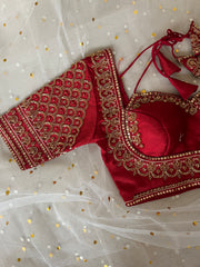 Elegant Red Embellished Blouse for Sarees - IMG_7827