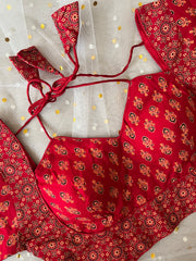 Vibrant Red Printed Blouse for Sarees - IMG_7844