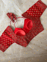 Vibrant Red Printed Blouse for Sarees - IMG_7846
