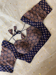 Navy Floral Blouse for Elegant Sarees