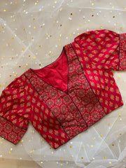 Elegant Red Printed Blouse for Sarees