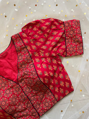 Elegant Red Printed Blouse for Sarees