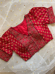 Elegant Red Printed Blouse for Sarees