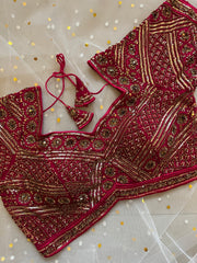 Embellished Maroon Blouse for Sarees