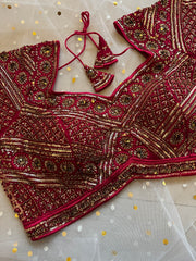 Embellished Maroon Blouse for Sarees