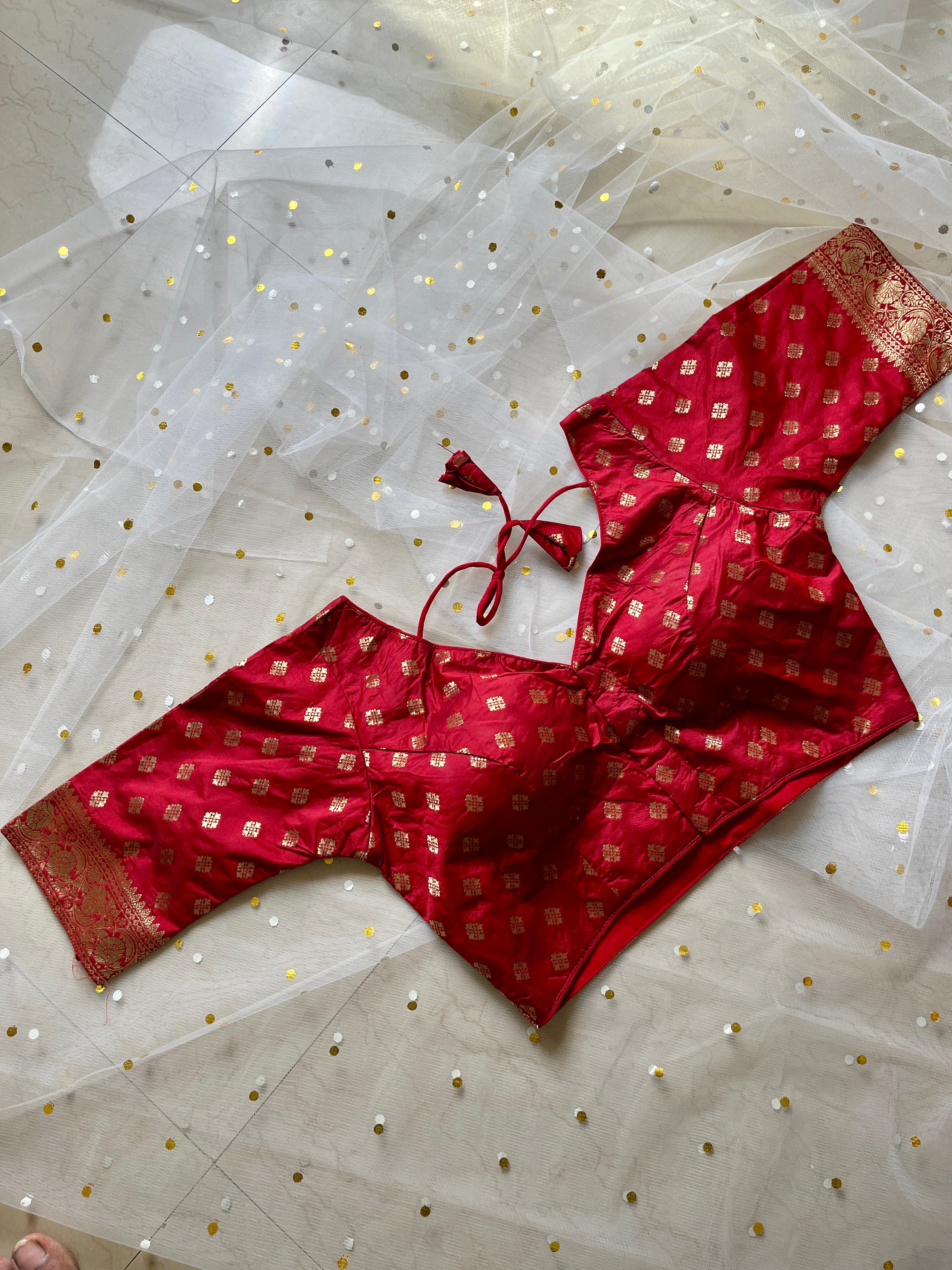 Elegant Red Brocade Blouse for Sarees - IMG_7982
