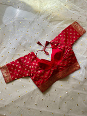 Elegant Red Brocade Blouse for Sarees - IMG_7985