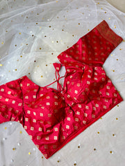 Elegant Red Brocade Blouse for Sarees - IMG_7986