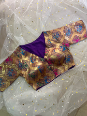Elegant Gold and Purple Blouse for Sarees - IMG_8106
