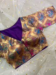 Elegant Gold and Purple Blouse for Sarees - IMG_8107
