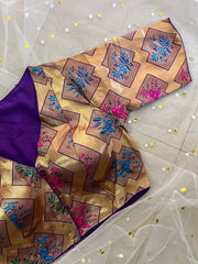 Elegant Gold and Purple Blouse for Sarees - IMG_8109