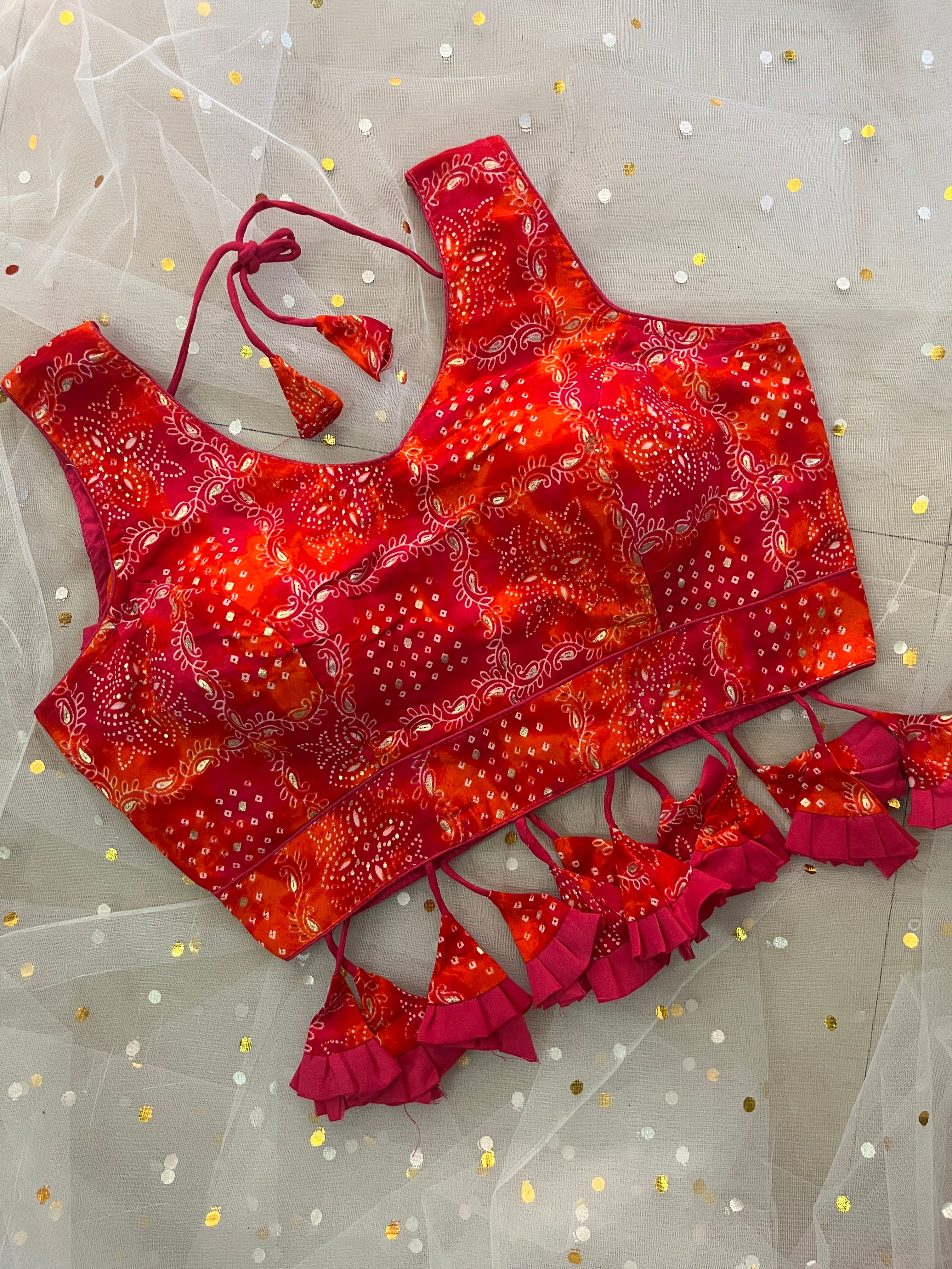 Vibrant Ruffled Blouse for Sarees - IMG_8115