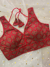 Vibrant Red Printed Blouse for Sarees - IMG_8135