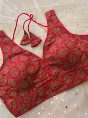 Vibrant Red Printed Blouse for Sarees - IMG_8138