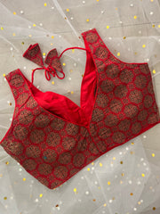 Vibrant Red Printed Blouse for Sarees - IMG_8139