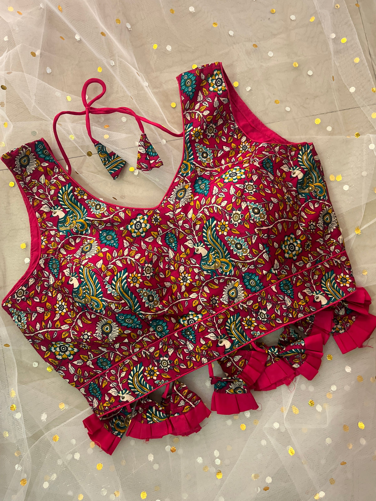 Vibrant Floral Print Blouse with Ruffled Hem - IMG_8147
