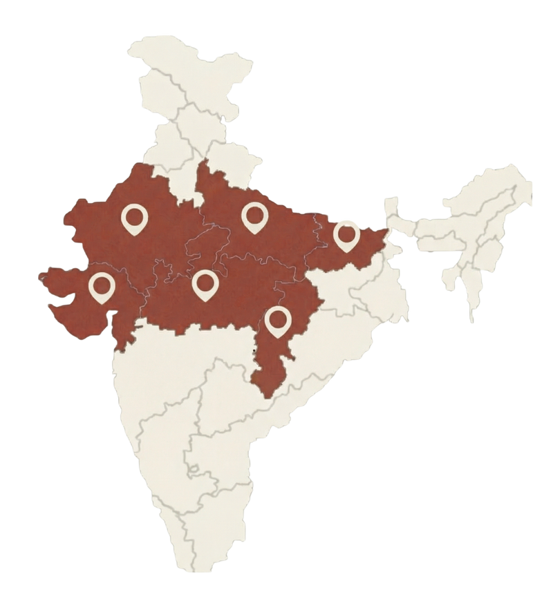 Map of India highlighting weaver locations